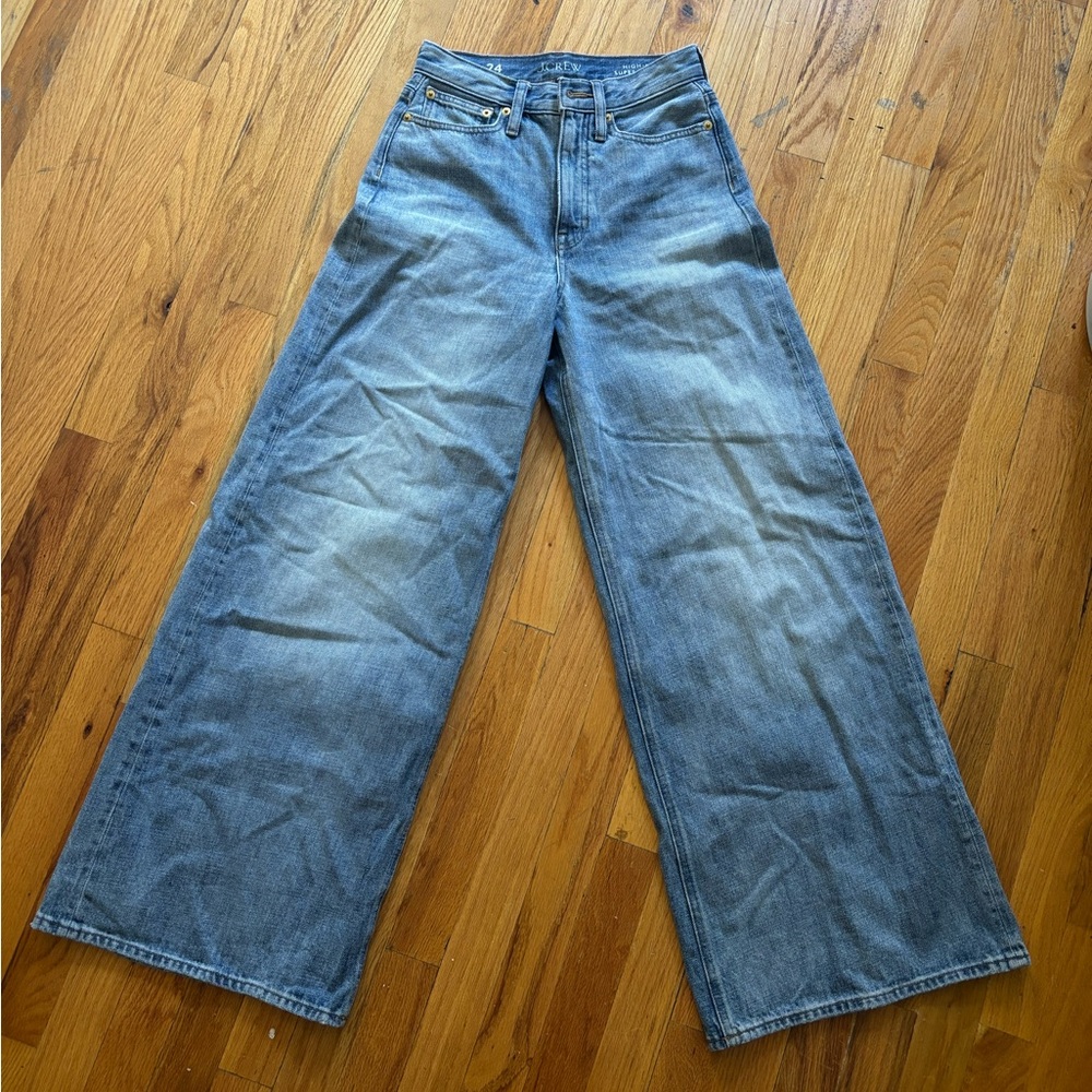 J. Crew High-Rise Superwide-Leg Jeans in Blue